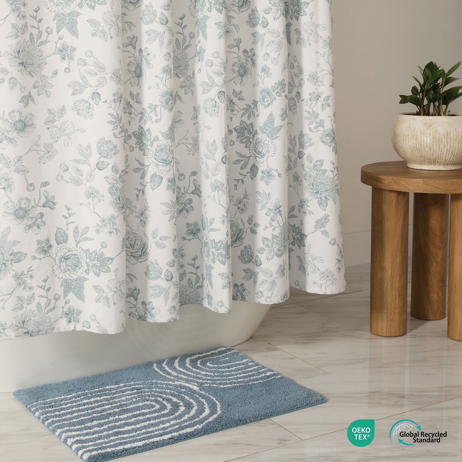 Casual Comfort Cotton Blend Floral Shower Curtain