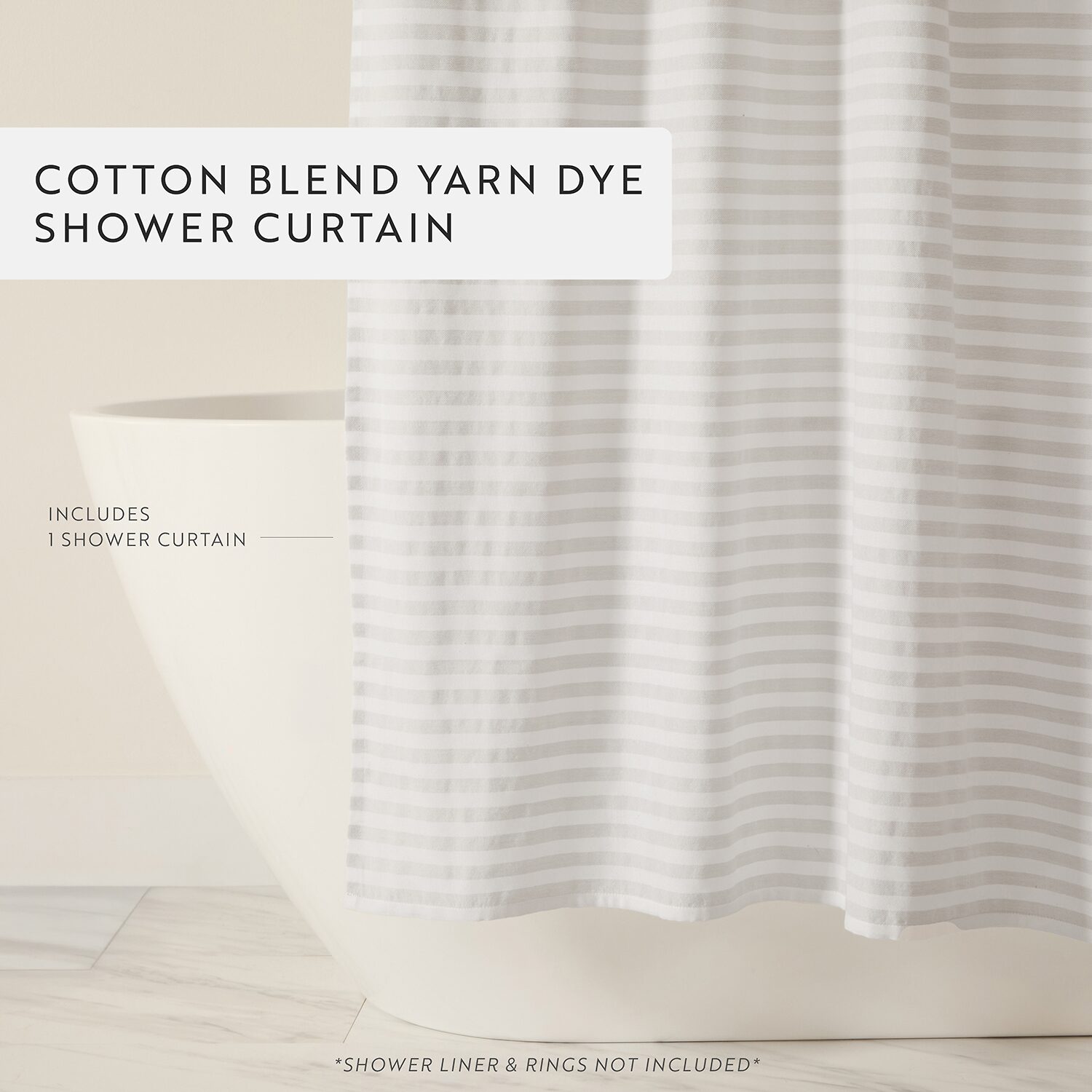 Casual Comfort Cotton Blend Classic Stripe Printed Shower Curtain