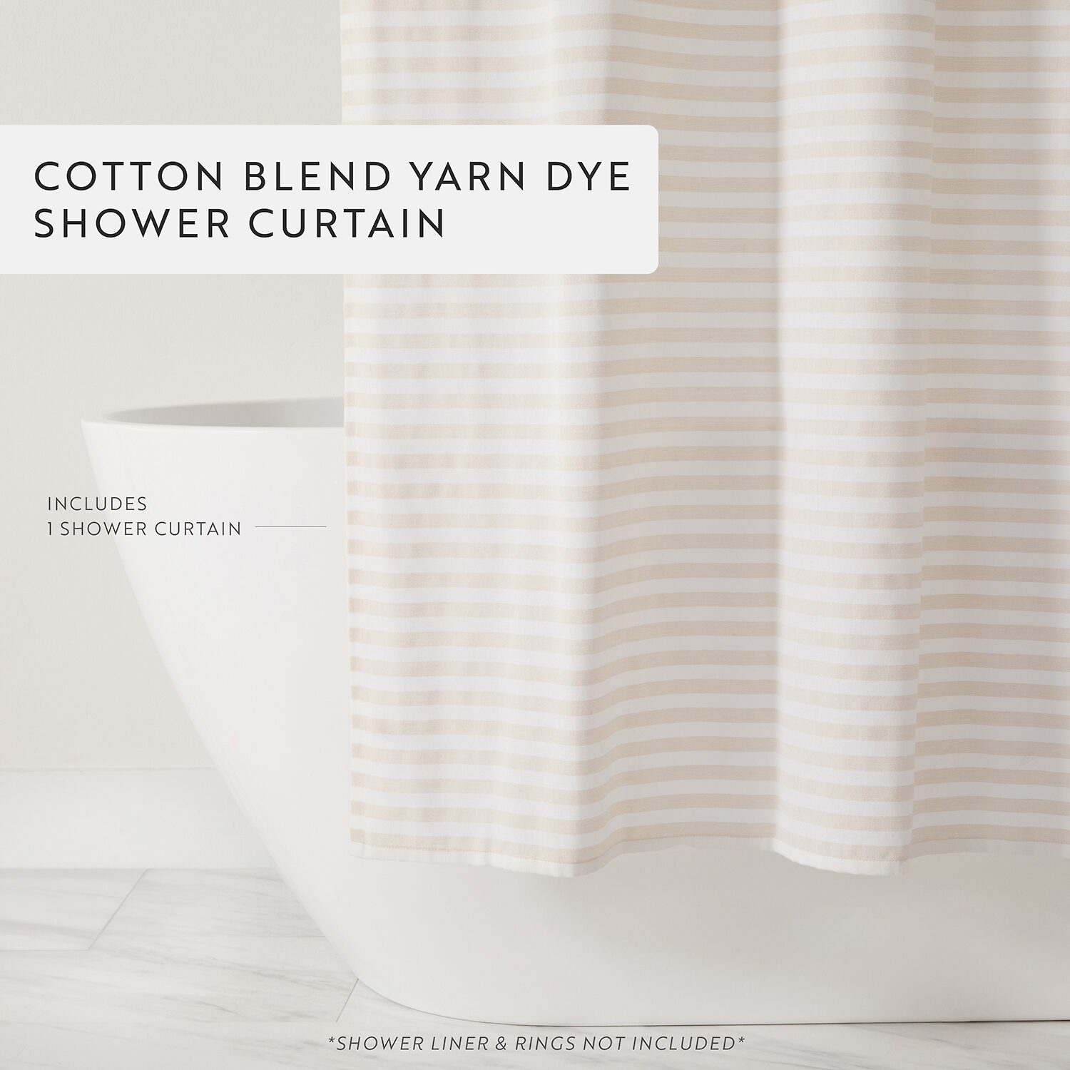Casual Comfort Cotton Blend Classic Stripe Printed Shower Curtain