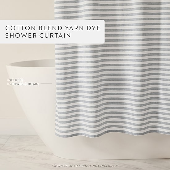 Casual Comfort Cotton Blend Classic Stripe Printed Shower Curtain