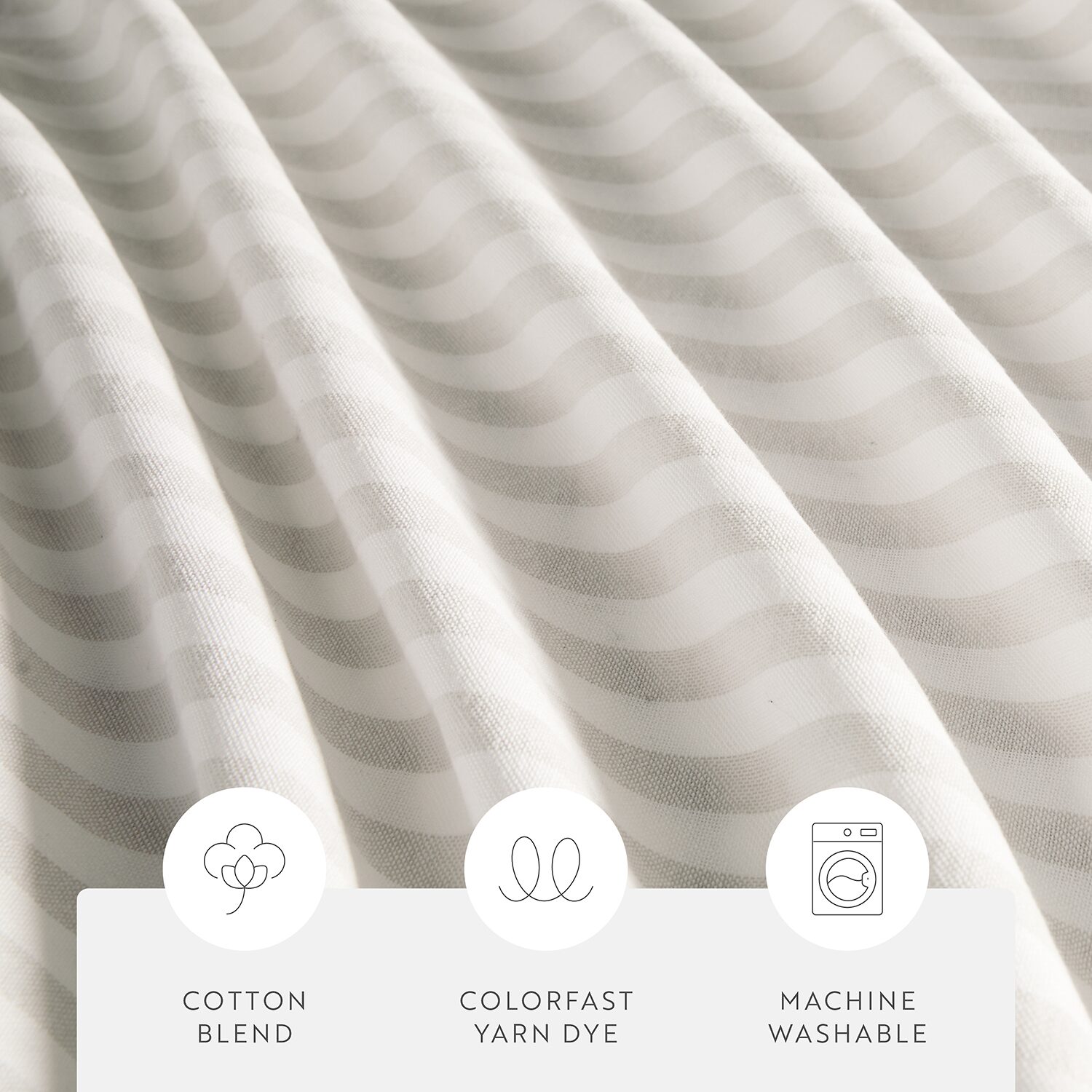 Casual Comfort Cotton Blend Classic Stripe Printed Shower Curtain