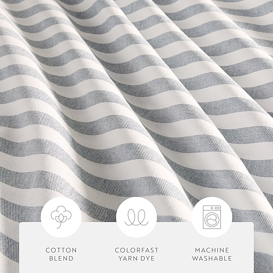 Casual Comfort Cotton Blend Classic Stripe Printed Shower Curtain