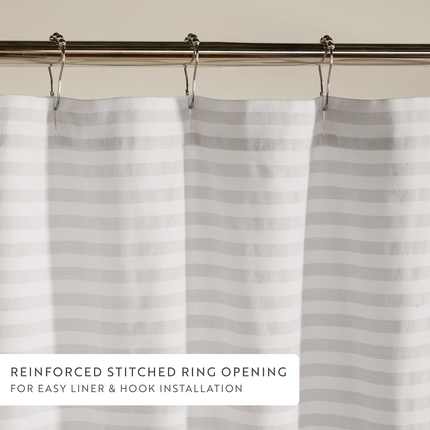 Casual Comfort Cotton Blend Classic Stripe Printed Shower Curtain