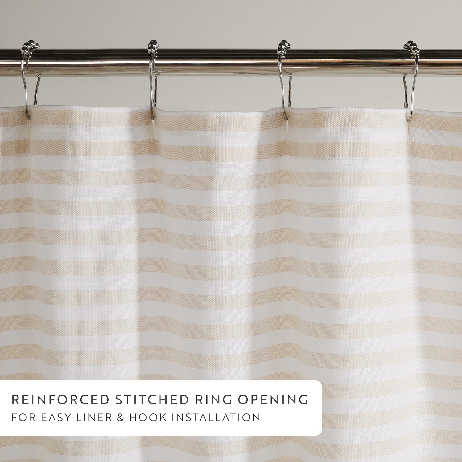 Casual Comfort Cotton Blend Classic Stripe Printed Shower Curtain