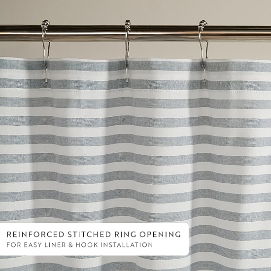 Casual Comfort Cotton Blend Classic Stripe Printed Shower Curtain
