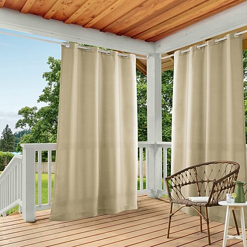 Town And Country Cabana Solid Grommet Top Light-Filtering Set of 2 Outdoor Curtain Panel, One Size, White