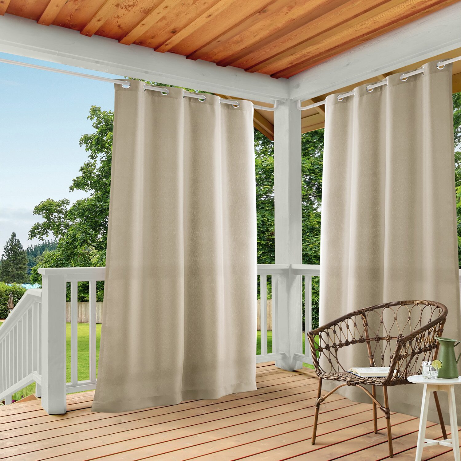 Town And Country Cabana Solid Grommet Top Light-Filtering Set of 2 Outdoor Curtain Panel