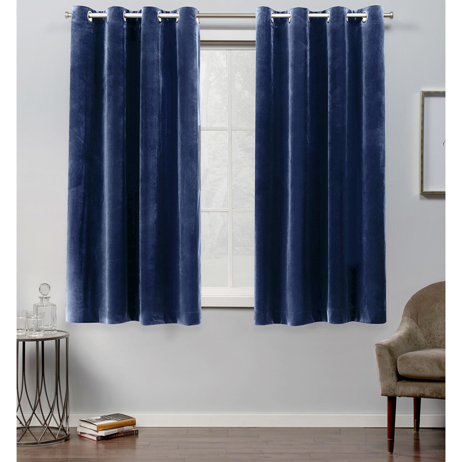 Exclusive Home Curtains Velvet Grommet Top Light-Filtering Set of 2 Curtain Panel