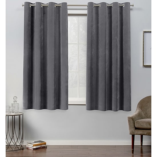 Exclusive Home Curtains Velvet Grommet Top Light-Filtering Set of 2 Curtain Panel
