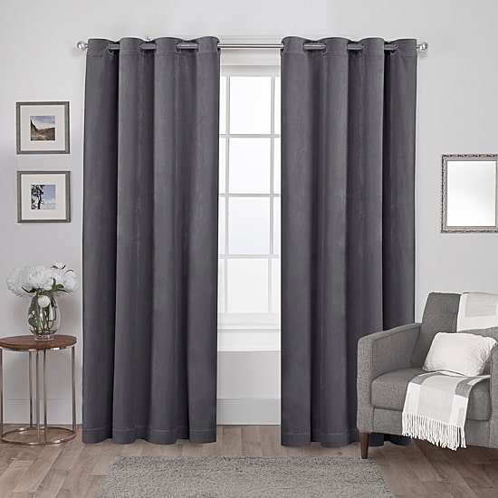 Exclusive Home Curtains Velvet Grommet Top Light-Filtering Set of 2 Curtain Panel