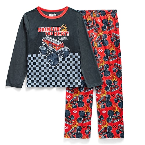 Licensed Properties Little & Big Kid Boys Hot Wheels Crew Neck Long Sleeve 2-pc. Pajama Set In Red