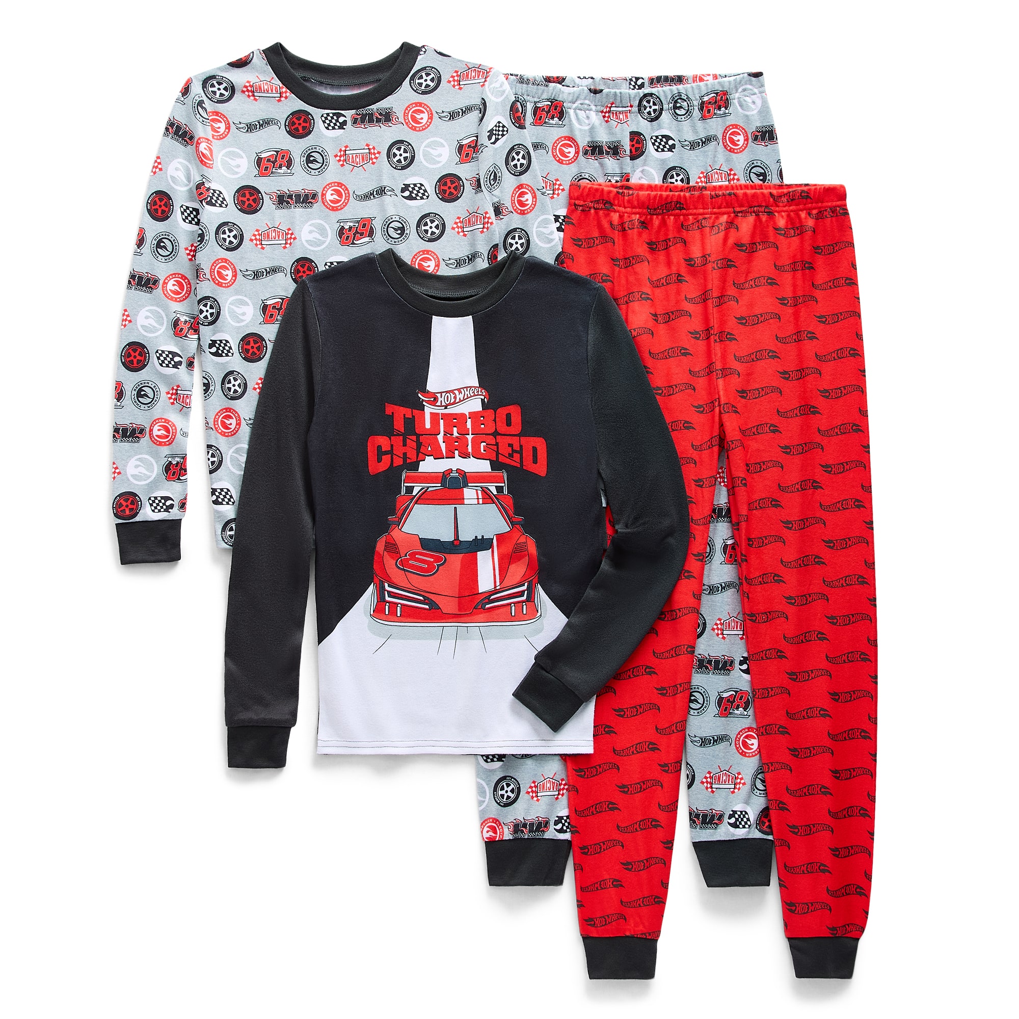 Little & Big Kid Boys Hot Wheels Crew Neck Long Sleeve -pc. Pajama Set