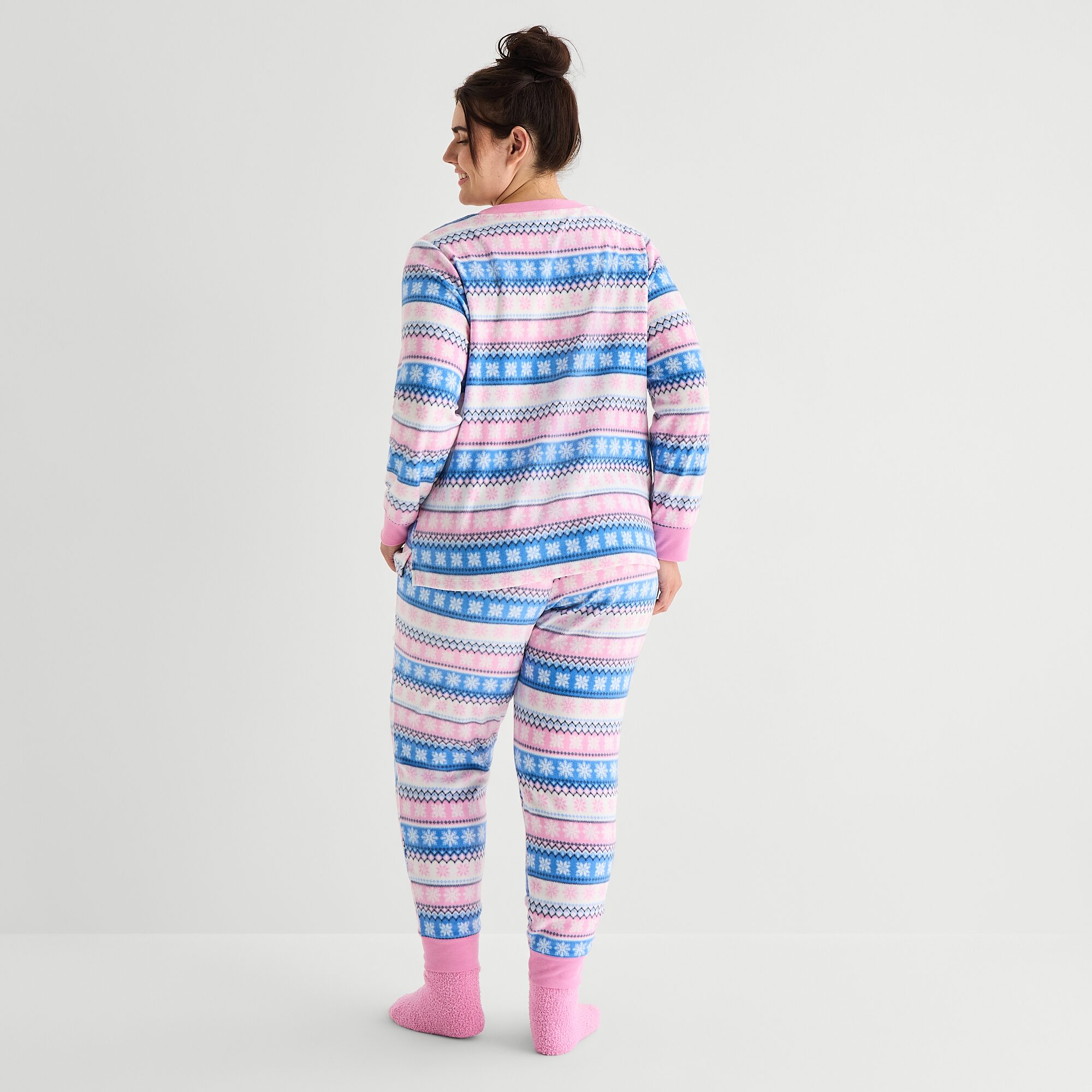 Jaclyn Womens Crew Neck Long Sleeve -pc. Plus Pajama Set