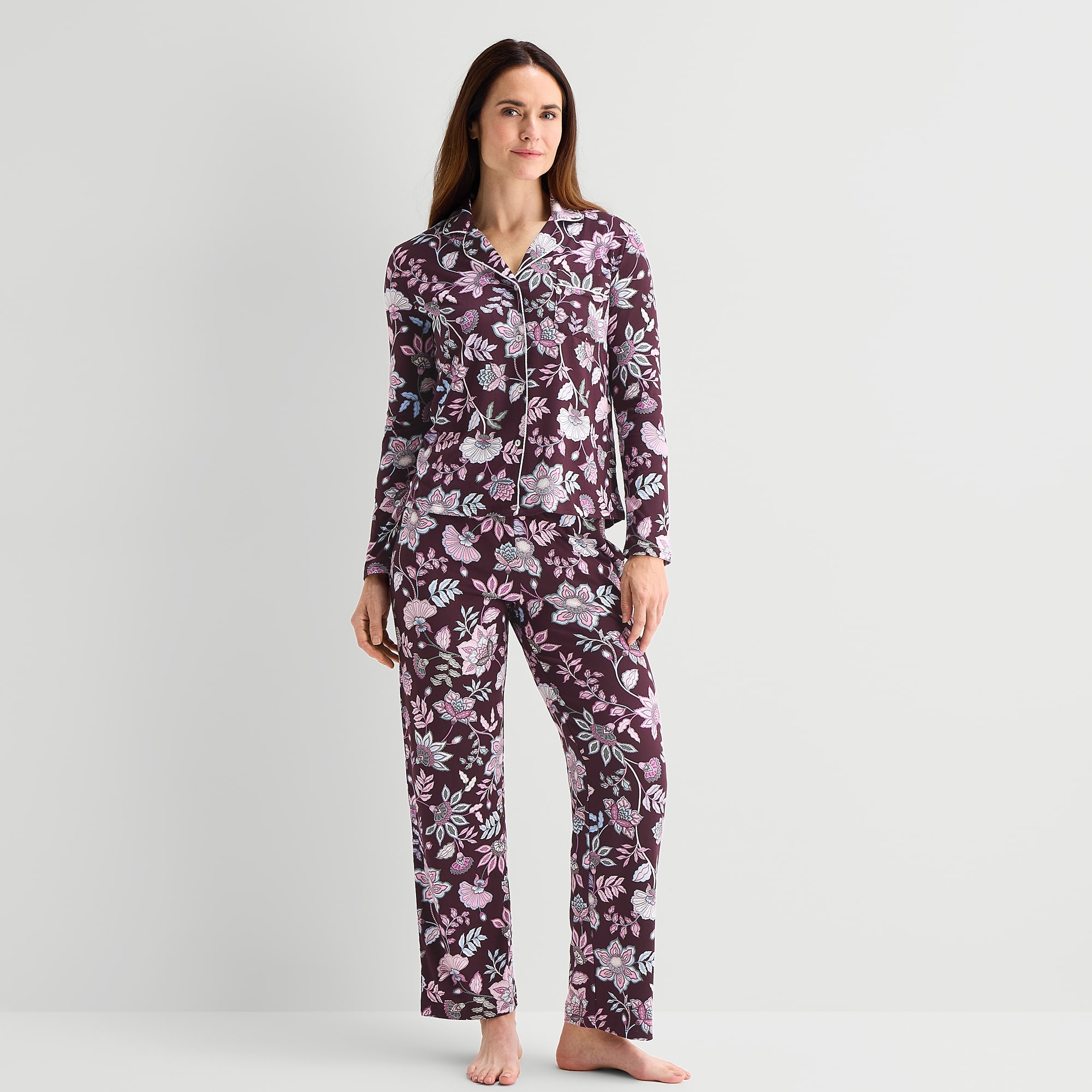 Jaclyn Womens Long Sleeve 2-pc. Pajama Set