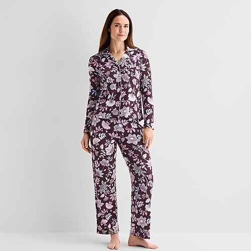 Jaclyn Womens Long Sleeve 2-pc. Pajama Set In Red