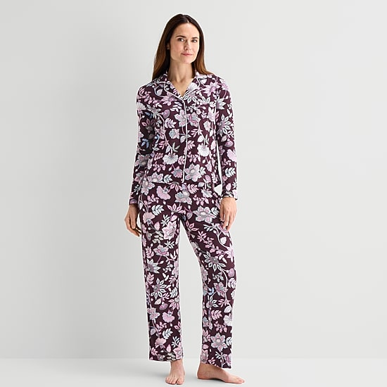 Jaclyn Womens Long Sleeve 2-pc. Pajama Set