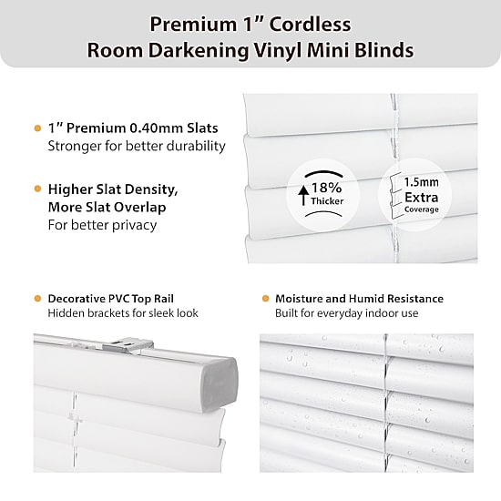 1" Cut-To-Width Room Darkening Cordless Mini Blind