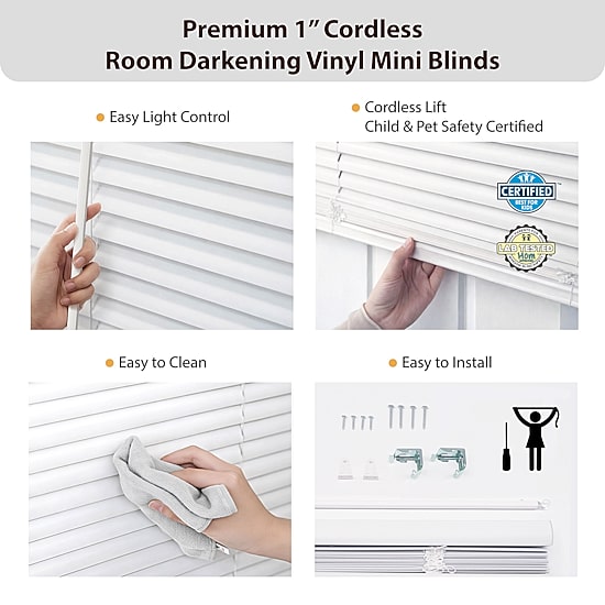 1" Cut-To-Width Room Darkening Cordless Mini Blind