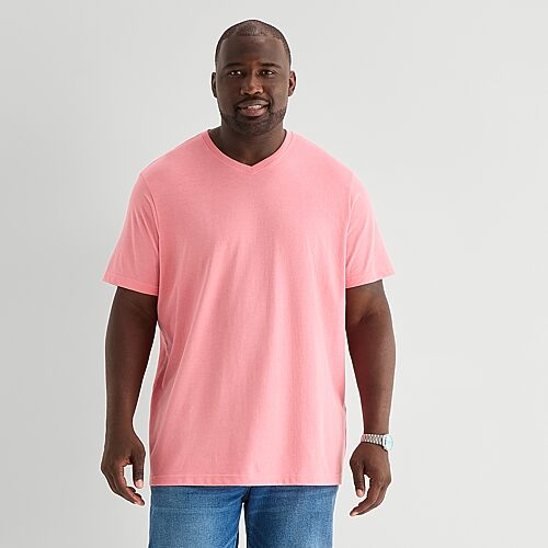 St. John's Bay Super Soft Mens V Neck Short Sleeve Quick Dry Big and Tall T-Shirt, 1x-large Tall, Pink