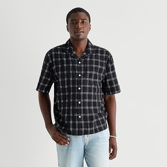 Arizona Mens Short Sleeve Regular Fit Button-Down Shirt
