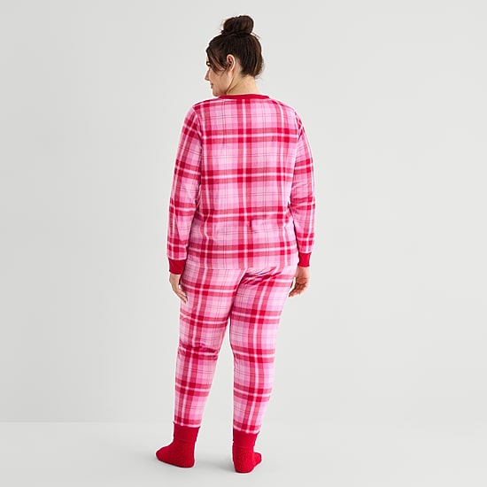 Jaclyn Womens Crew Neck Long Sleeve 3-pc. Plus Pajama Set