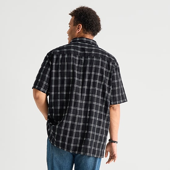 Arizona Mens Short Sleeve Boxy Fit Big and Tall Button-Down Shirt