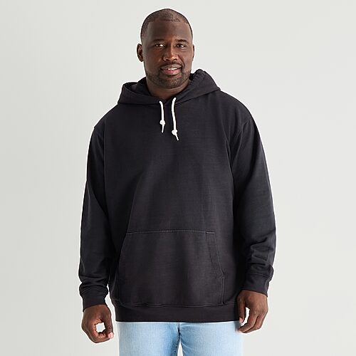 mutual weave Mens Long Sleeve Big and Tall Hoodie, Large Tall, Black