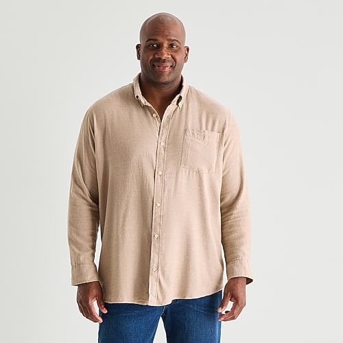 Mutual Weave Mens Long Sleeve Regular Fit Big And Tall Button-down Shirt In Gray