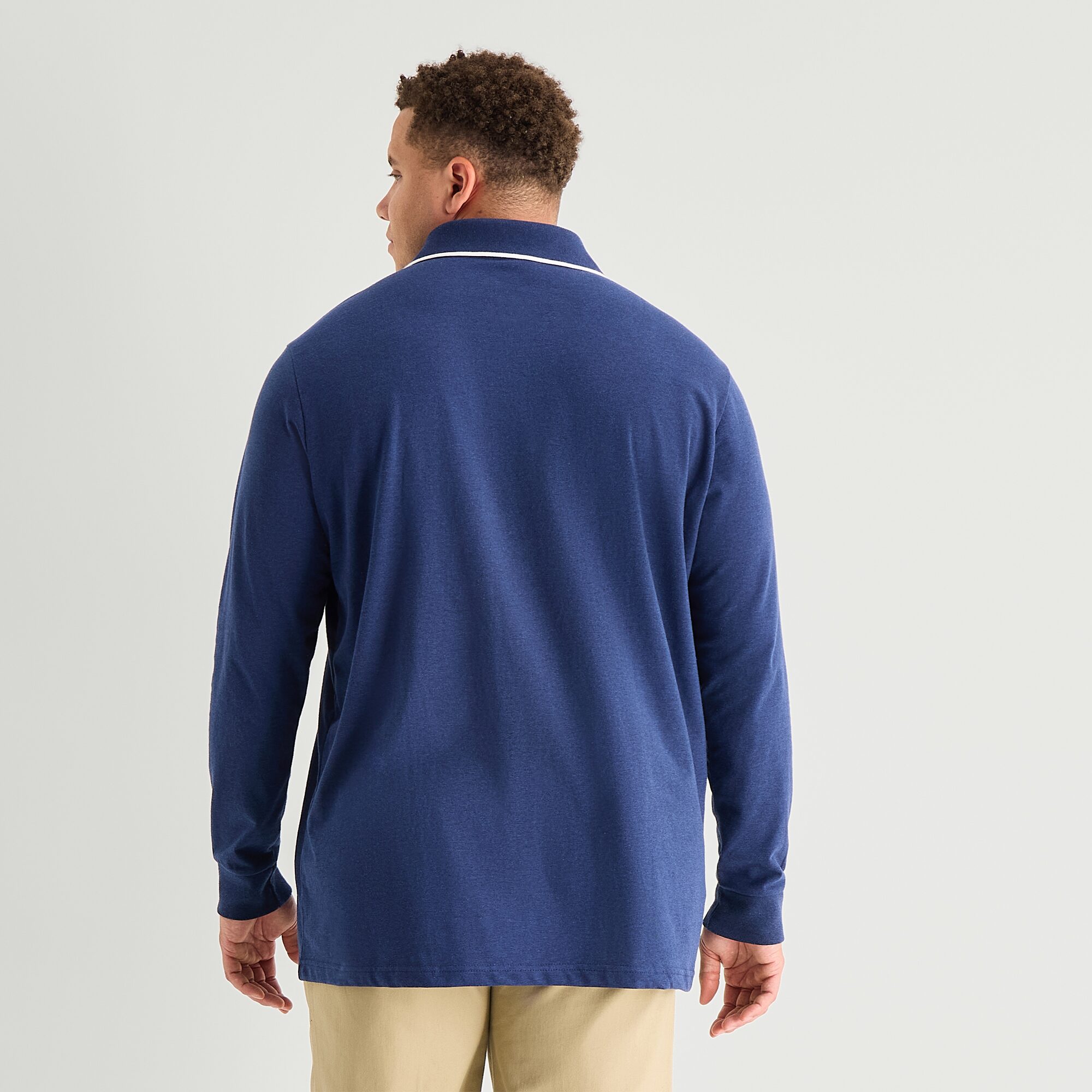 St. John's Bay Super Soft Jersey Big and Tall Mens Classic Fit Long Sleeve Polo Shirt