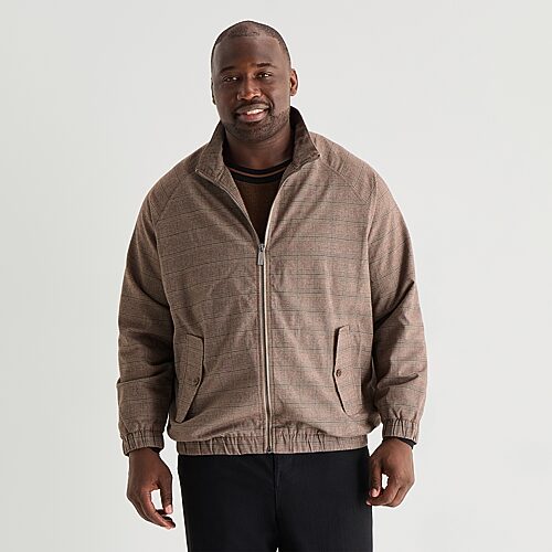 Shaquille O'Neal XLG Mens Lightweight Big and Tall Bomber Car Jacket, 4x-large, Brown