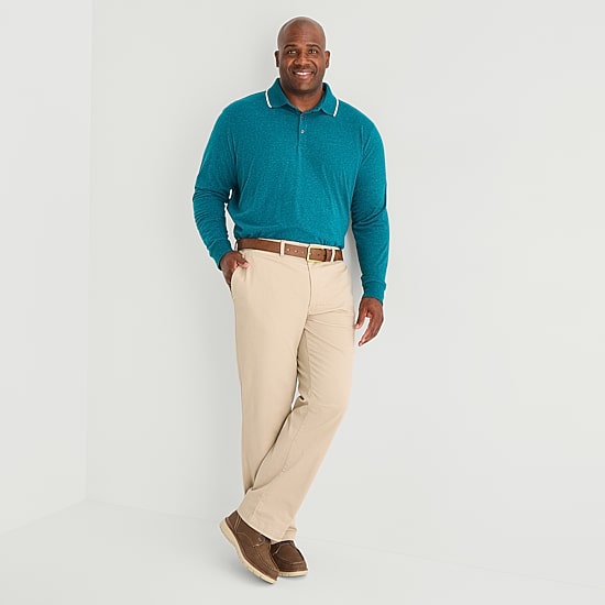 St. John's Bay Super Soft Jersey Big and Tall Mens Classic Fit Long Sleeve Polo Shirt
