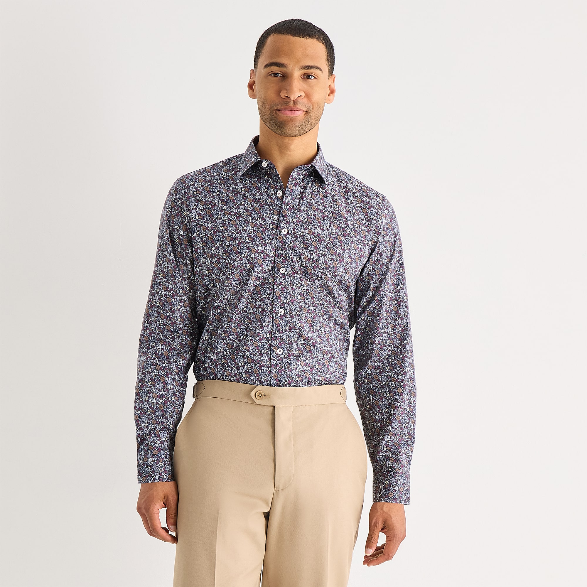 Stafford Floral Mens Long Sleeve Regular Fit Button-Down Shirt