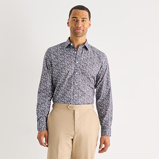 Stafford Floral Mens Long Sleeve Regular Fit Button-Down Shirt