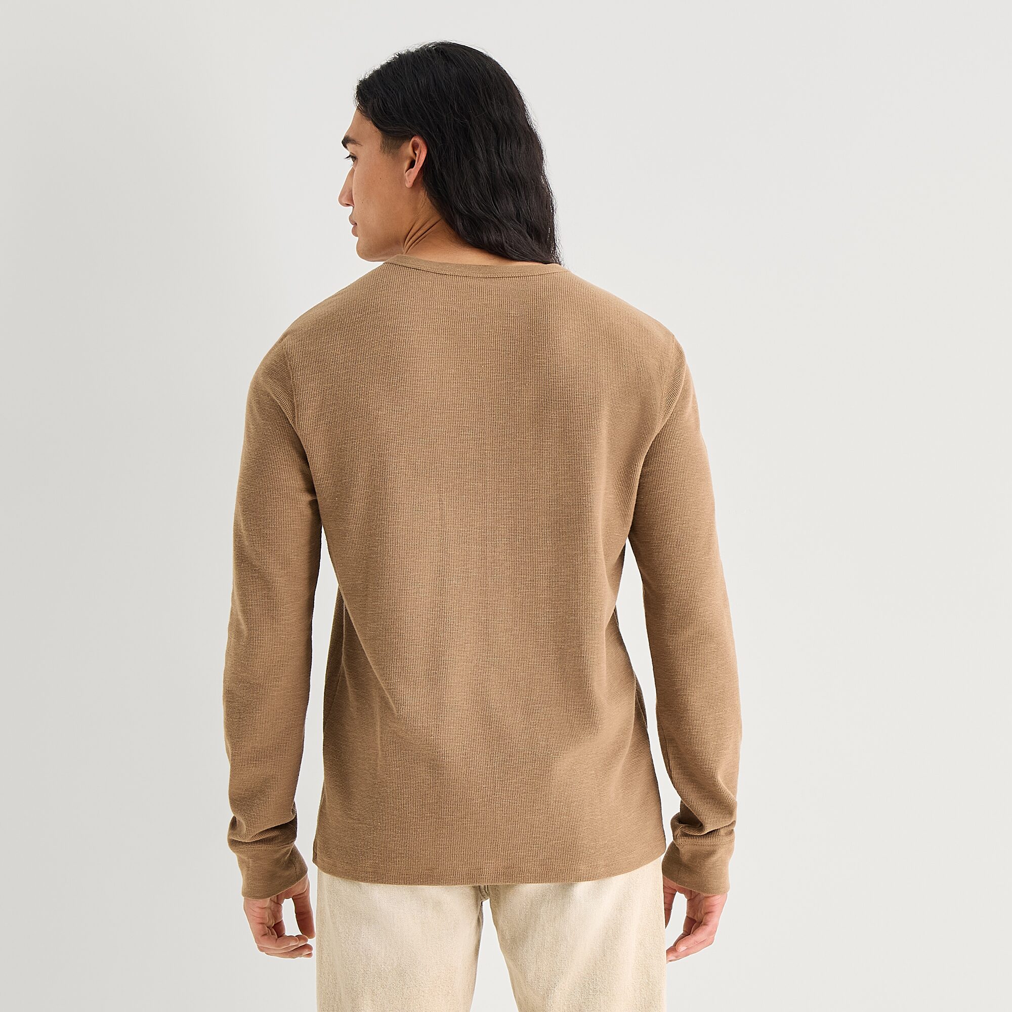 mutual weave Mens Long Sleeve Regular Fit Henley Shirt