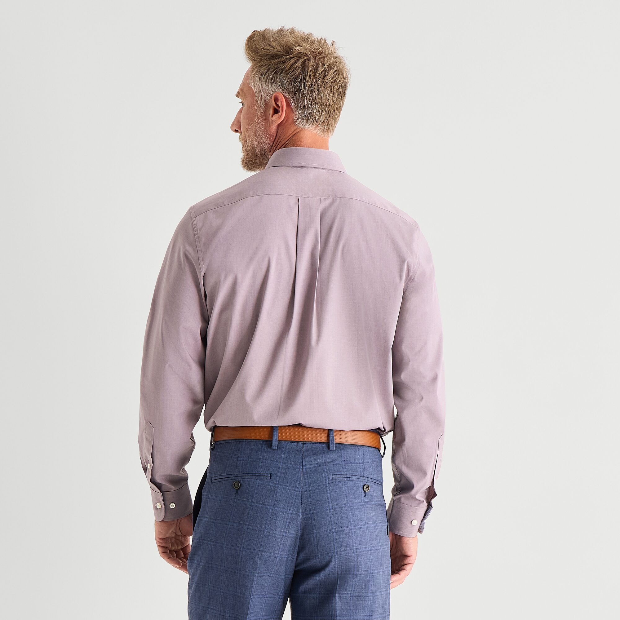 Stafford Heathered Mens Long Sleeve Regular Fit Button-Down Shirt