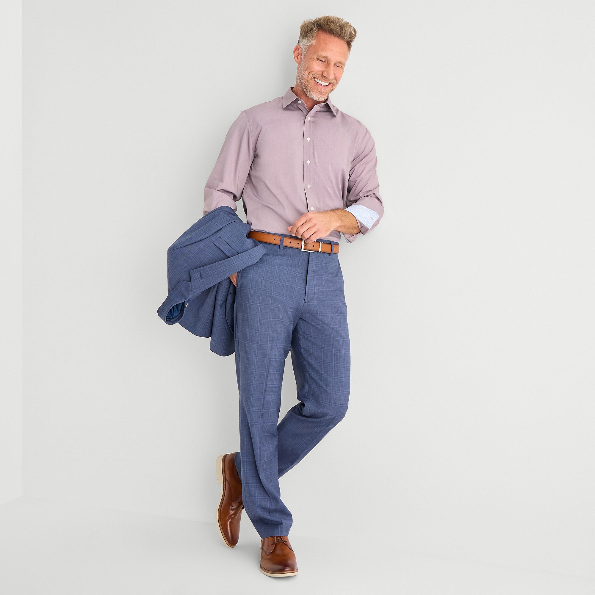 Stafford Heathered Mens Long Sleeve Regular Fit Button-Down Shirt