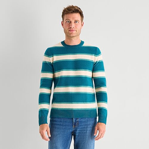 ST. JOHN`S BAY St. John's Bay Cozy Rugby Mens Crew Neck Long Sleeve Pullover Sweater, Large, Blue