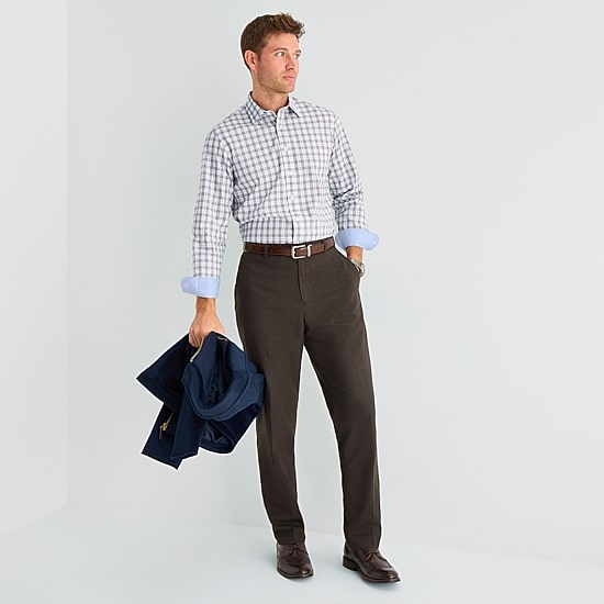 Stafford Plaid Mens Long Sleeve Regular Fit Button-Down Shirt