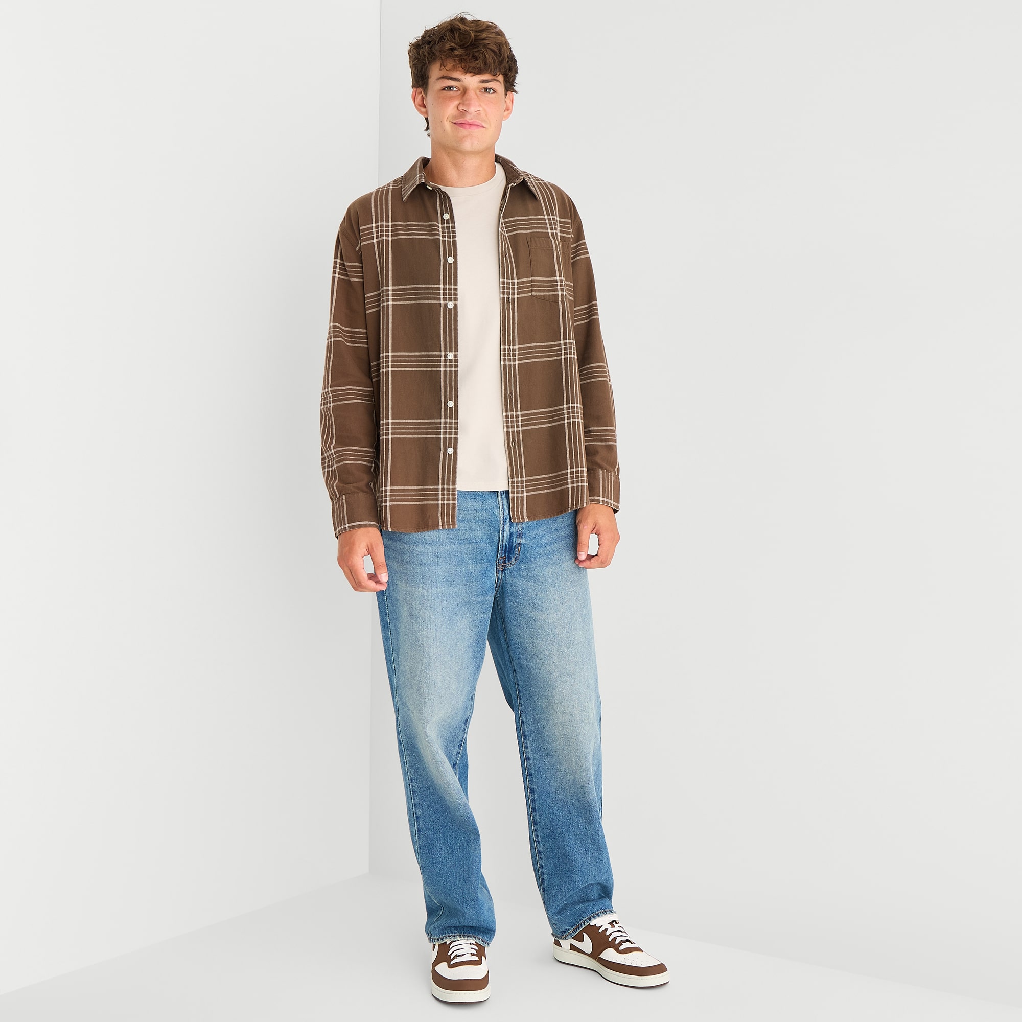 Arizona Mens Long Sleeve Boxy Fit Flannel Shirt