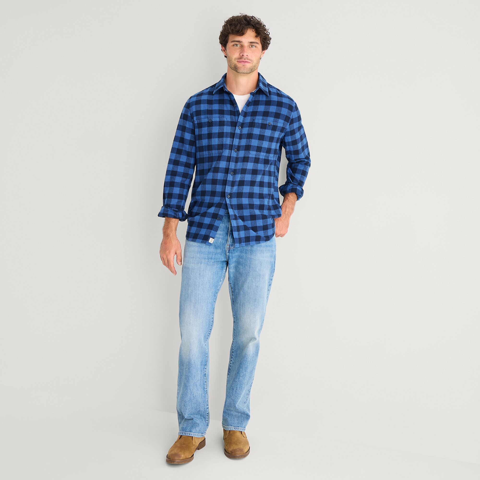mutual weave Mens Long Sleeve Classic Fit Flannel Shirt