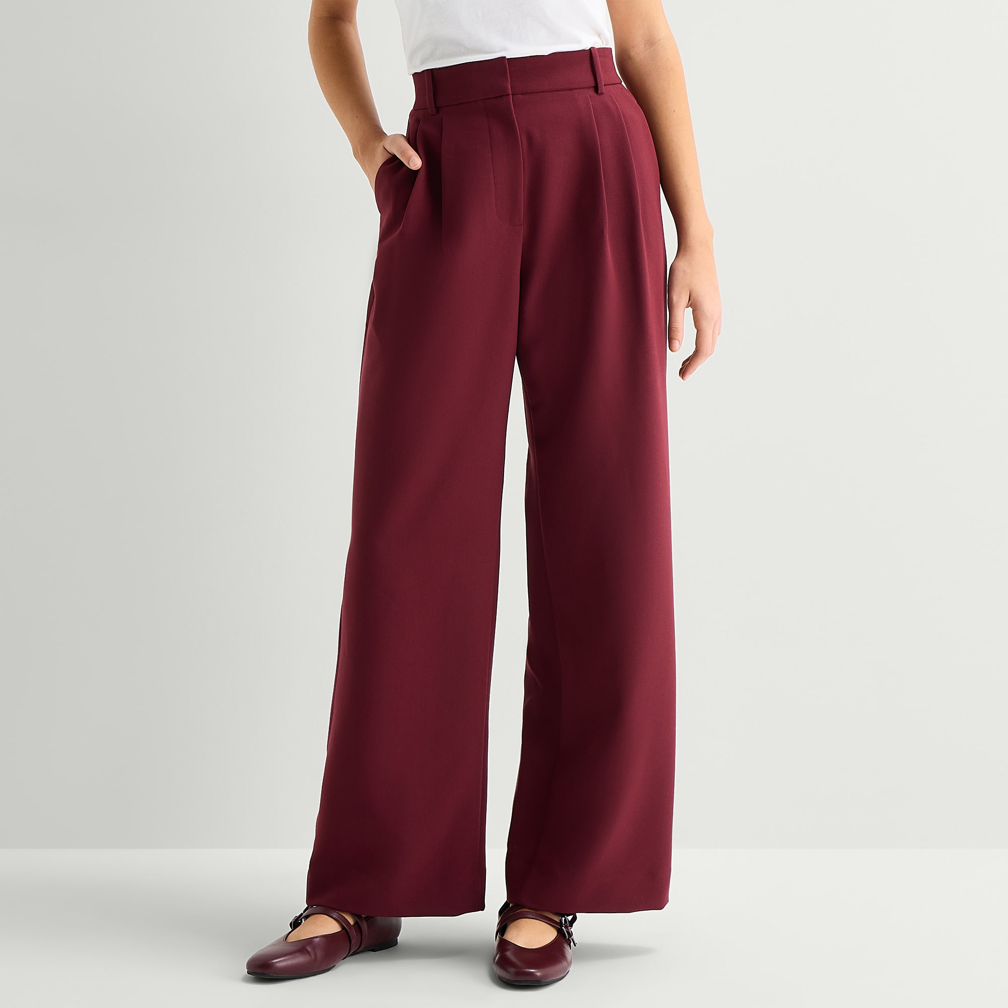 by&by Womens Juniors Wide Leg Mid Rise Trouser