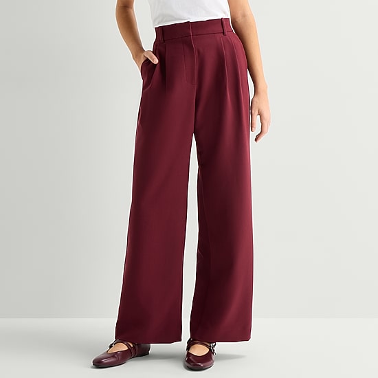 by&by Womens Juniors Wide Leg Mid Rise Trouser