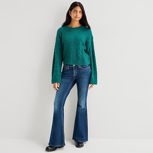 Arizona Womens Low Rise Flare Leg Jean In Blue