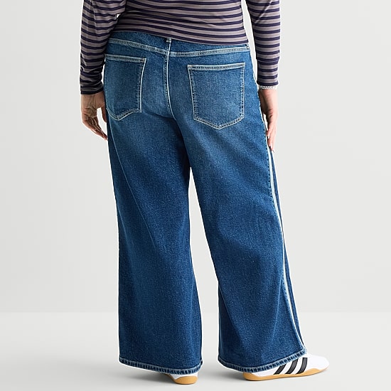 Arizona Curvy Womens Juniors Plus Low Rise Baggy Fit Jean
