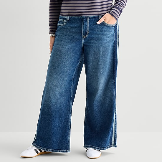 Arizona Curvy Womens Juniors Plus Low Rise Baggy Fit Jean