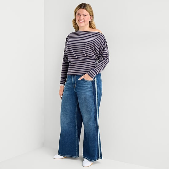 Arizona Curvy Womens Juniors Plus Low Rise Baggy Fit Jean