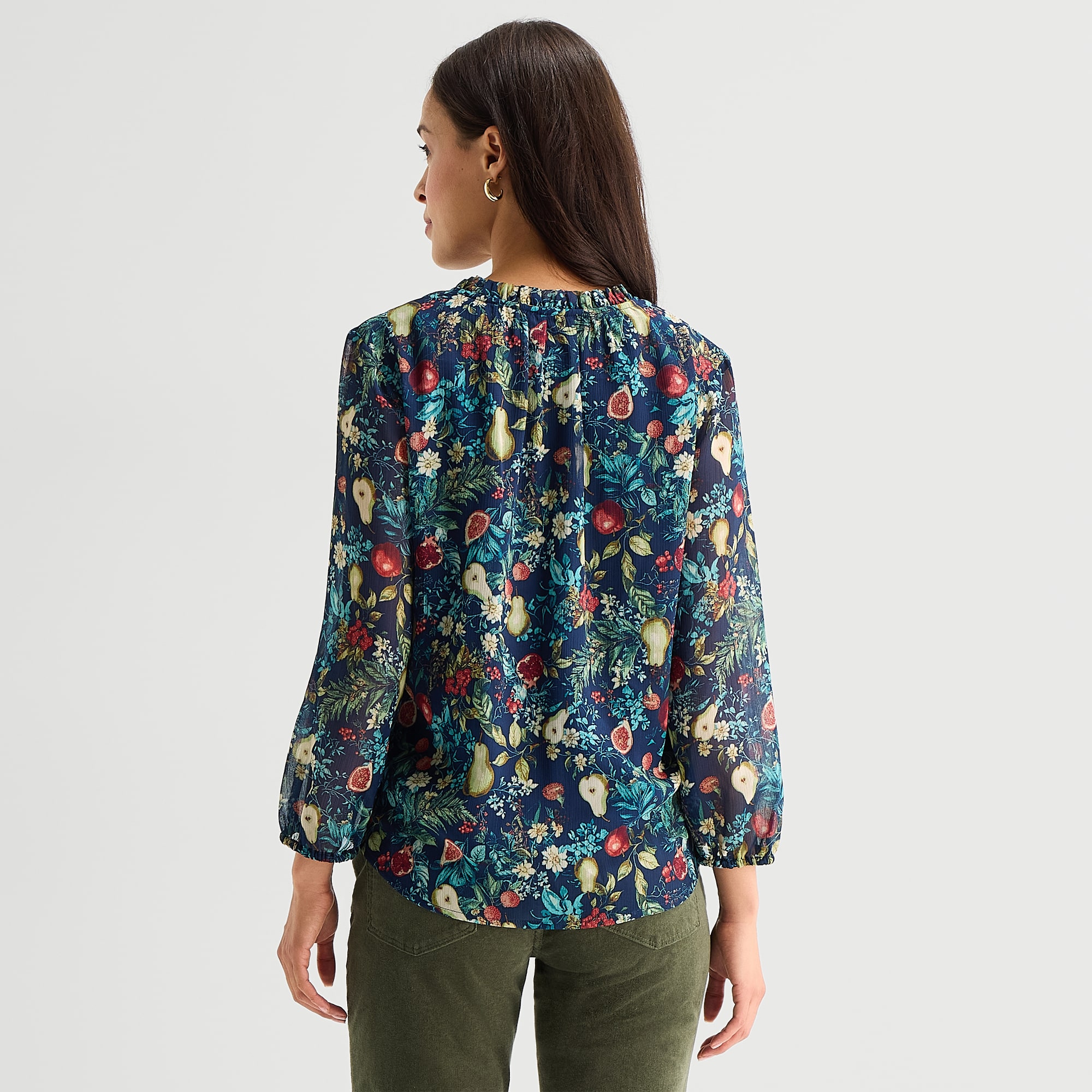 St. John's Bay Womens Split Crew Neck Long Sleeve Blouse