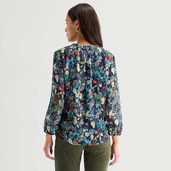 St. John's Bay Womens Split Crew Neck Long Sleeve Blouse