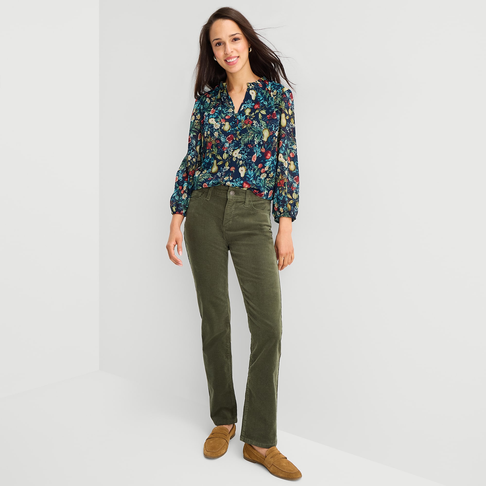St. John's Bay Womens Split Crew Neck Long Sleeve Blouse