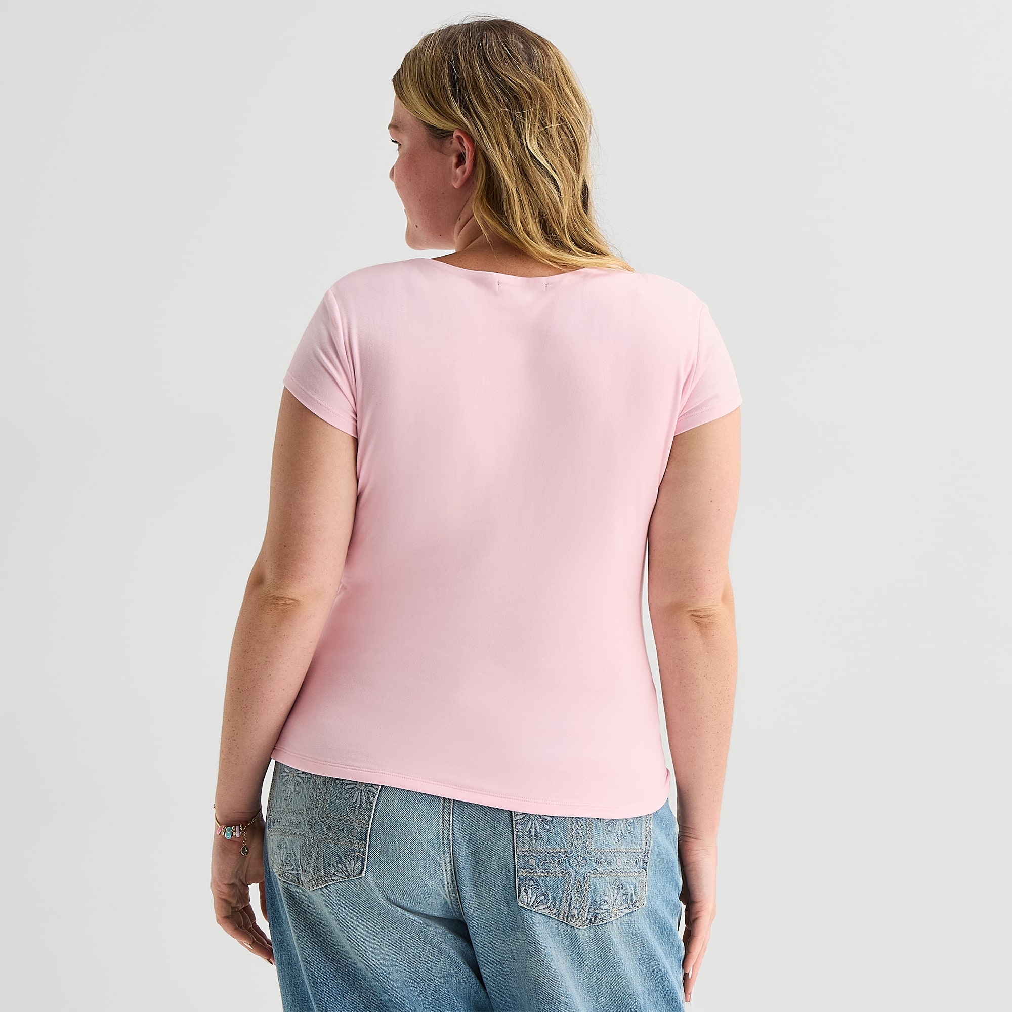 Forever 21 Womens Juniors Plus V Neck Short Sleeve T-Shirt